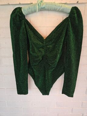 Vanto 9 S.r.l Italy• Glitter Green Long-Sleeve Bodysuit. Sz M/L